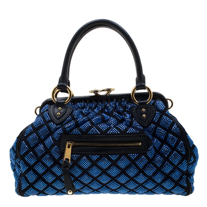 Marc Jacobs Stam Shoulder Bag (Crystal Embellished Quilted Suede and Leather) front view - Marc Jacobs Stam bag