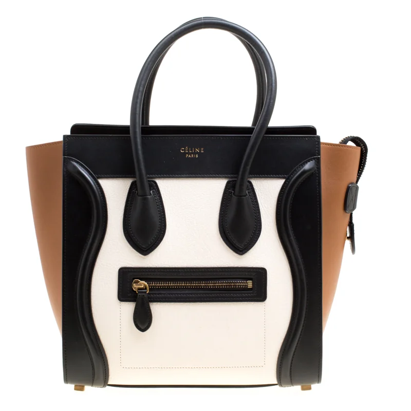 Celine Tricolor Leather Micro Luggage Tote side view - Celine Micro Luggage Tote