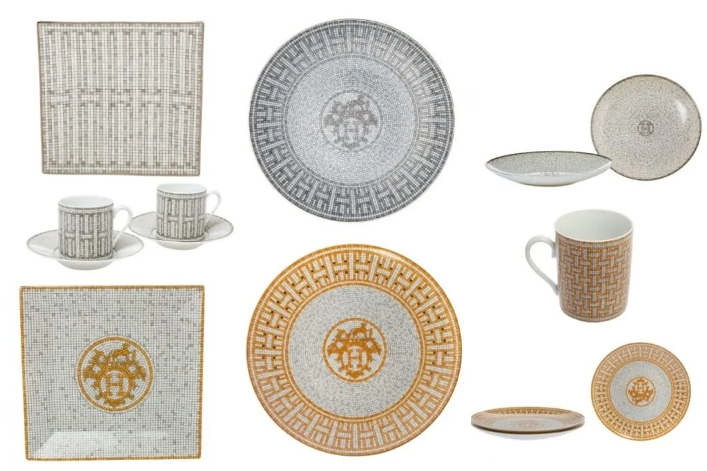 Hermès Mosaique au 24 Home Collection (tableware and bag) detail