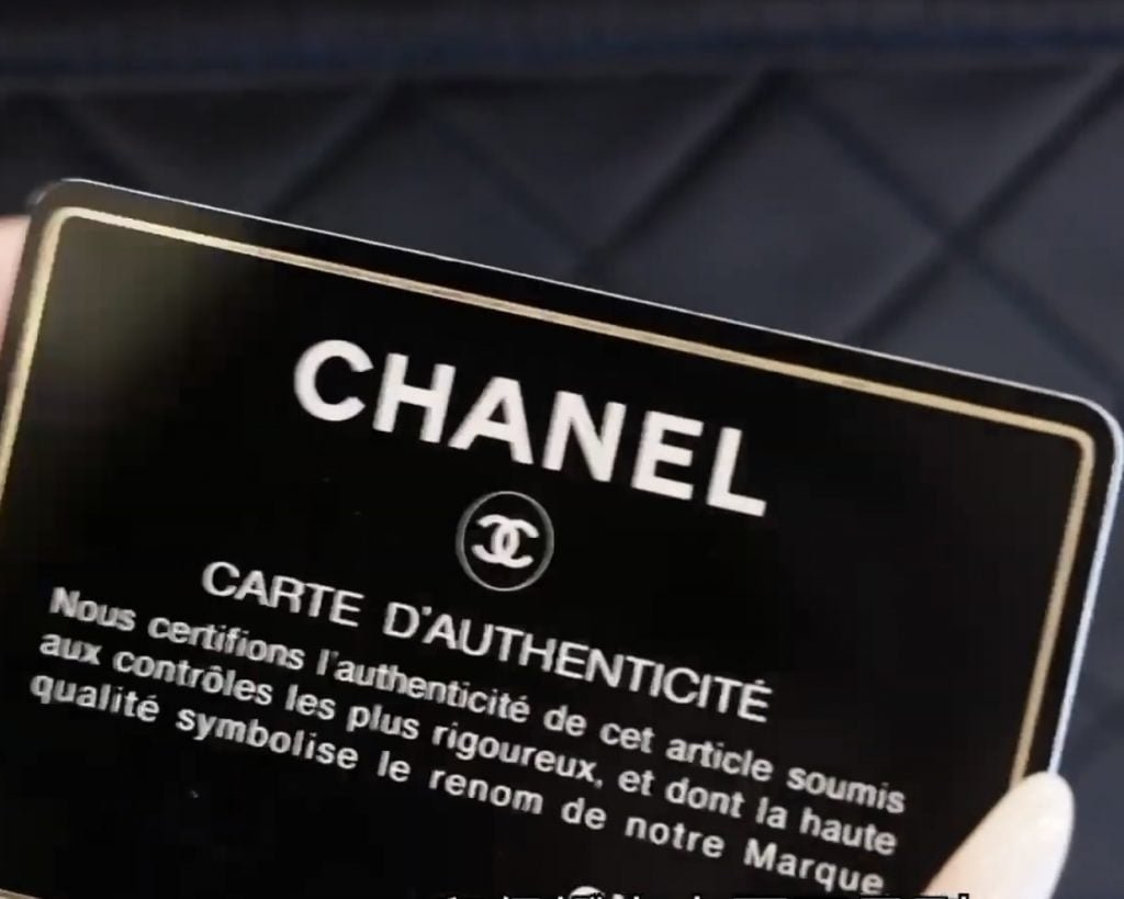 Chanel serial number sticker and authenticity card